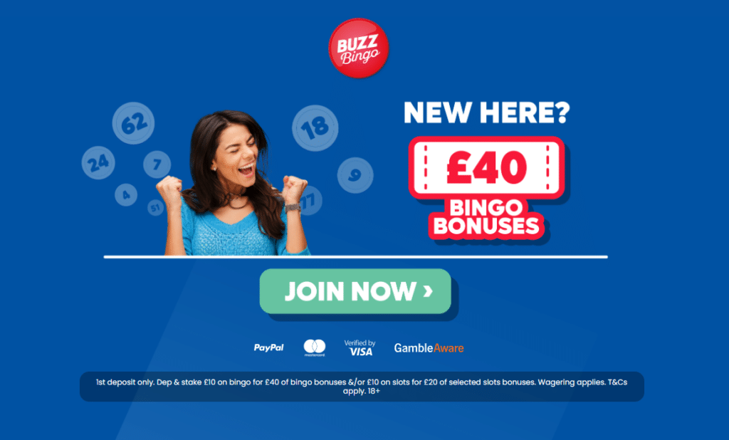 Buzz Bingo - Welcome Bonus Dep £10 Play with £40 Bingo Bonus