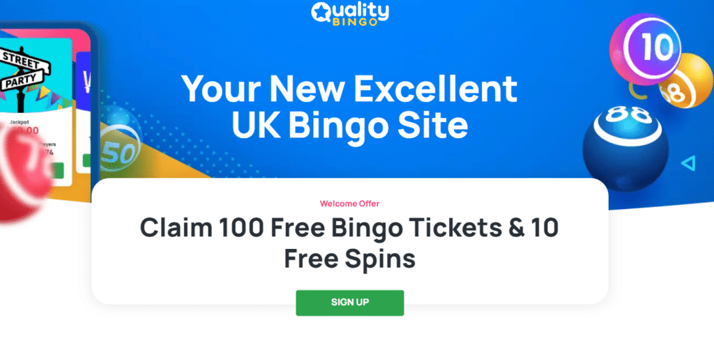 Quality Bingo Welcome Bonus - Claim 100 Free Bingo Tickets & 10 Free Spins